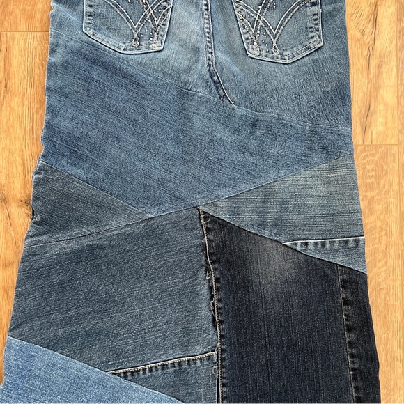 Wrangler Patchwork Denim Maxi Jean Skirt Size - Picture 10 of 16